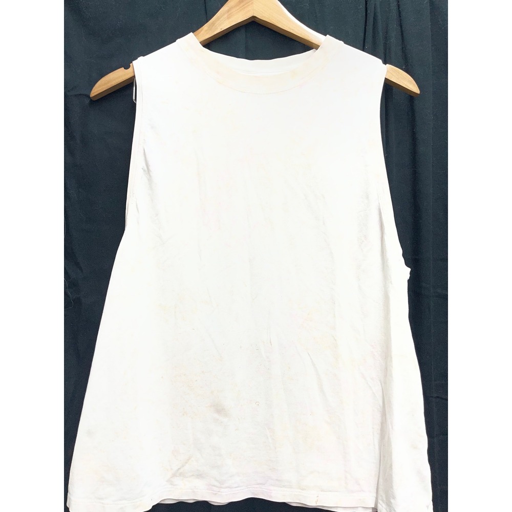 Lululemon Pima Cotton Muscle Tank Top White Orange Pink Marble Size 4